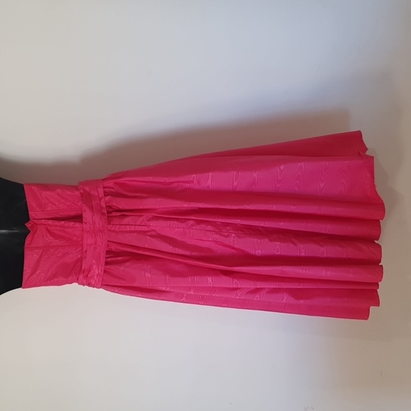 Vintage Cue Size 10 Strapless Barbie Hot Pink Strapless 80s Dress with Bow Belt - Picture 6 of 10